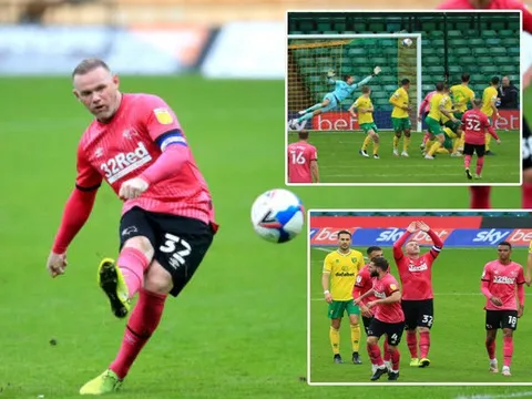 Sút phạt đẳng cấp, Wayne Rooney giúp Derby thắng nghẹt thở Norwich