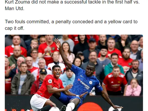 Thống kê kinh hoàng của "tội đồ" Chelsea trong thảm bại trước Man Utd