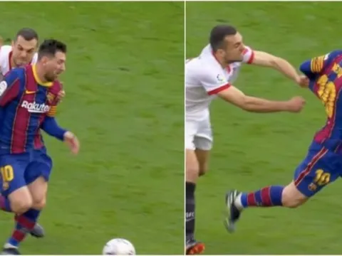 "Năm lần bảy lượt" túm áo Messi, sao Sevilla nhận cái kết đắng