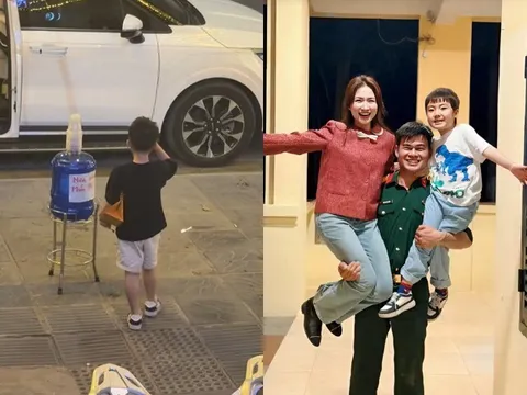 Hòa Minzy dạy con trai sống bình dân: Thoải mái uống nước miễn phí trên vỉa hè, cho học trường làng ở quê ngoại