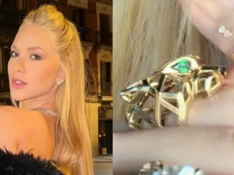 Bạn gái Vinicius khoe bộ trang sức báo đen trị giá 40.000 USD