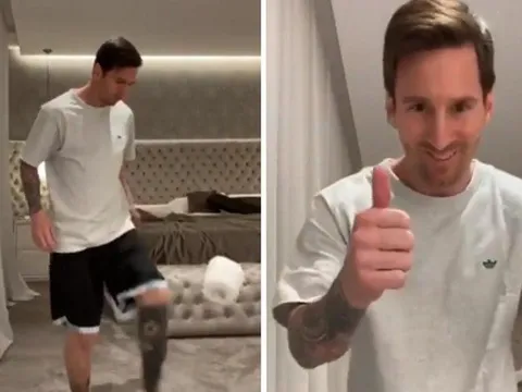 Bị Xavi thách thức, Messi liền trổ tài trên MXH