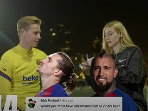 De Jong chọn kiểu tóc giữa Griezmann và Vidal
