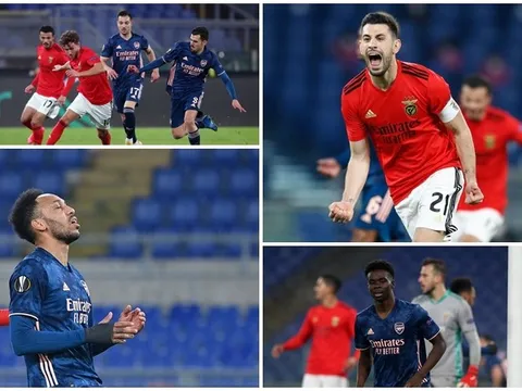 Điểm nhấn trận Benfica 1-1 Arsenal: 'Cạn lời' Aubameyang; Đối trọng của Bruno Fernandes