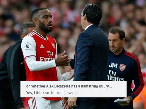 Emery cập nhật chấn thương của Lacazette
