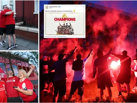 Toàn cảnh màn ăn mừng hoành tráng từ các CĐV Liverpool tại xứ sương mù