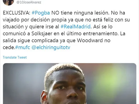Pogba không thi đấu, sự thật có phải như Solskjaer nói?