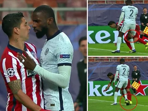 Suarez tặng "combo tiểu xảo", Rudiger nổi đóa suýt choảng nhau trên sân