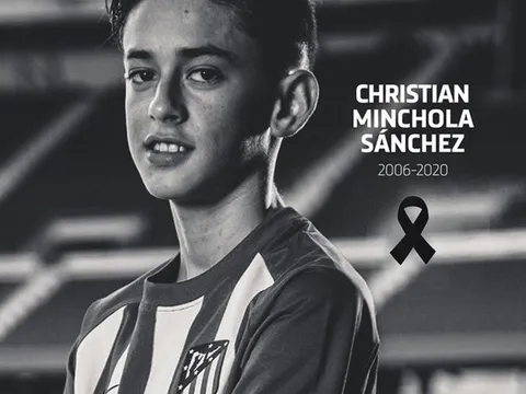 Trang chủ Atletico Madrid thông báo tiền đạo 14 tuổi qua đời