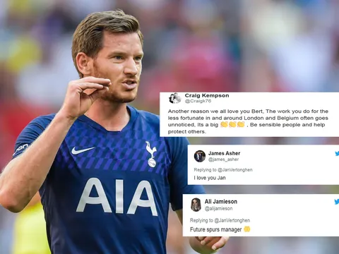 Vertonghen nhắn gửi 1 thông điệp, CĐV Tottenham "phát cuồng", ủng hộ hết mình