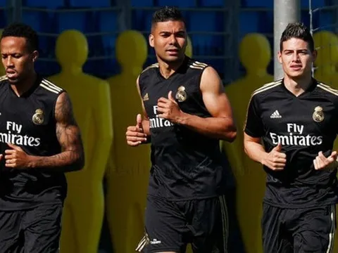 Video Casemiro, James Rodriguez và Eder Militao trở lại tập luyện ở Real Madrid