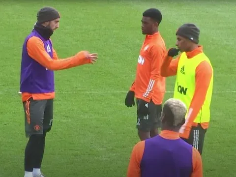 Vừa đến Man Utd, Diallo đã được Bruno "giáo huấn" trên sân tập