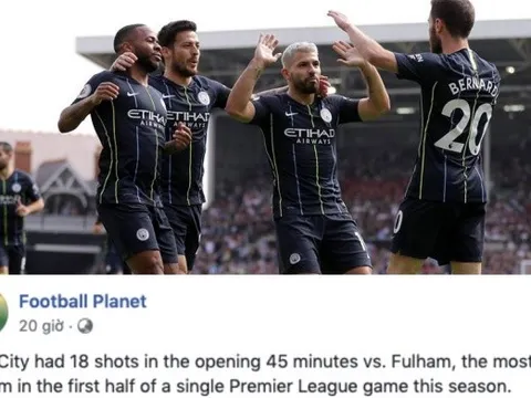 Những thống kê "đáng sợ" trong trận Fulham 0-2 Man City