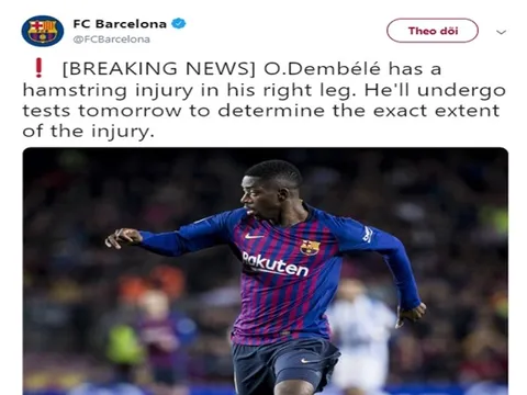 HLV Valverde: 'Chấn thương gân kheo của Dembele là một cú sốc lớn'