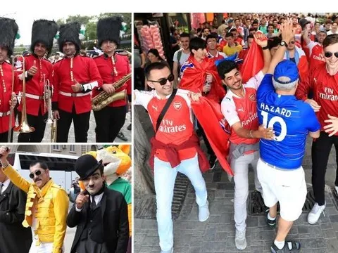 Fan hâm mộ Arsenal và Chelsea "đại chiến" trên đường phố Baku