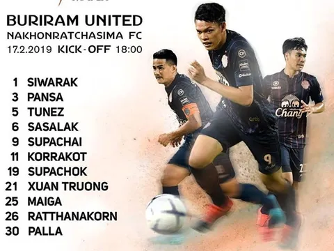 NÓNG: Lương Xuân Trường đá chính trận đầu tiên cho Buriram