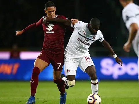 Thất bại trước Torino, AC Milan bị đánh văng khỏi top 4