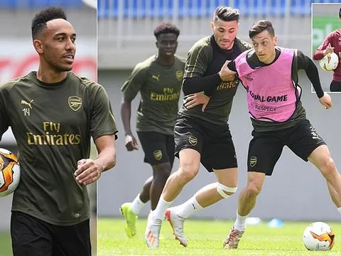Vừa tới Baku, cầu thủ Arsenal đã lao vào tập luyện cật lực
