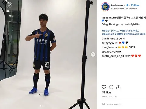 Công Phượng hóm hỉnh trong ngày chụp ảnh chuẩn bị cho K-League của Incheon