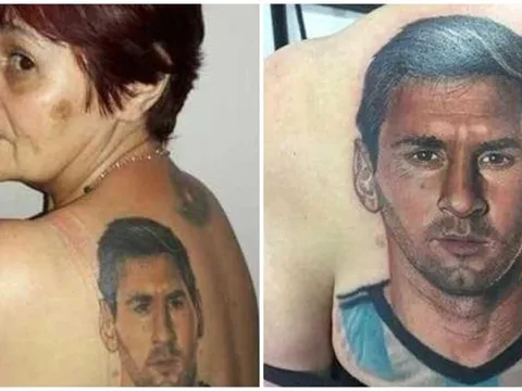 Fan nữ 54 tuổi khoe hình xăm Messi giống y như đúc