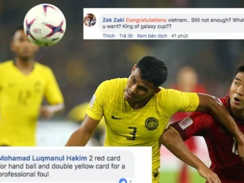 NHM Malaysia cay cú: "2 đỏ vì dùng tay chơi bóng, 2 vàng vì... chuyên nghiệp"