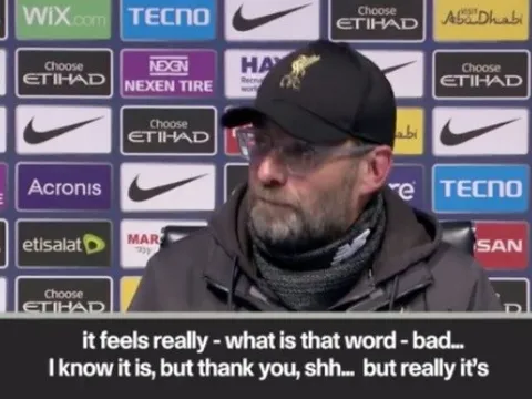 Klopp chỉ dùng 1 từ để miêu tả thất bại của Liverpool trước Man City