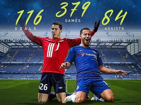 Xé lưới Huddersfield, Hazard sở hữu thành tích khủng trong sự nghiệp