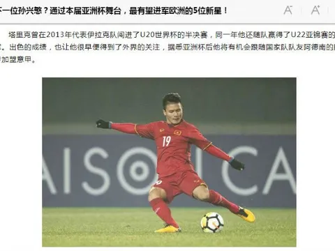 Báo Trung Quốc: Quang Hải nối ngôi Son Heung-min, rực sáng tại Asian Cup