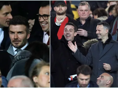 Beck nghiêm nghị, Giggs, Neville hồ hởi trên khán đài Old Trafford