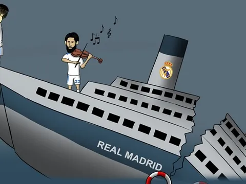Biếm họa: Ronaldo ôm 'giải thưởng' trên con tàu đắm Real