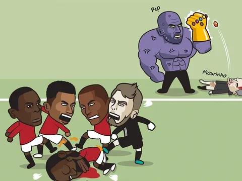 Biếm họa: 'Thánh bóp' Lukaku no đòn sau khi giúp Guardiola bán hành cho Mourinho