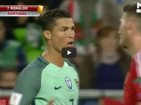 Cristiano Ronaldo nổi nóng khi bị cầu thủ Hungary chơi xấu