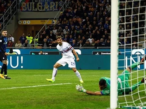 Cú volley không thể cản phá của Icardi vào lưới Sampdoria