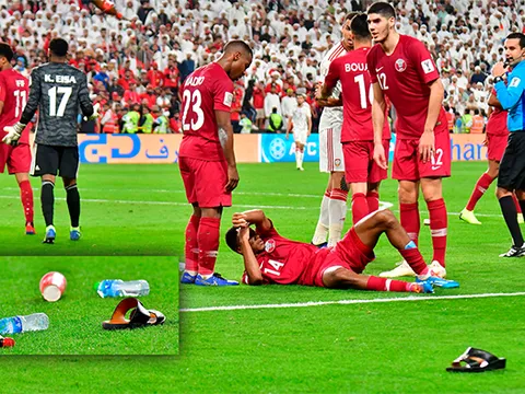 AFC vào cuộc điều tra hành vi ném giày dép vào ĐT Qatar của CĐV UAE