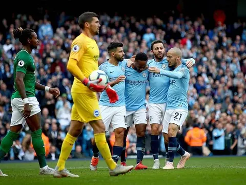Đánh bại Brighton, Man City nới rộng khoảng cánh với M.U lên thành 9 điểm