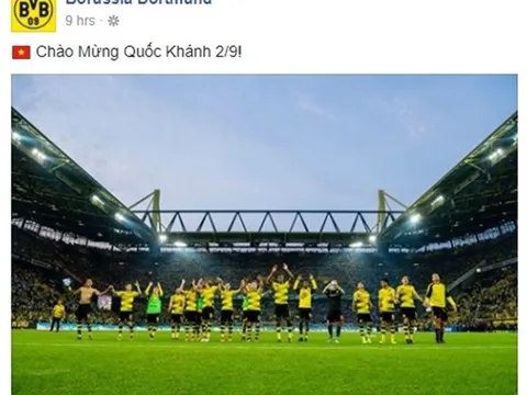 Hàng loạt CLB lớn châu Âu chúc mừng Quốc khánh Việt Nam