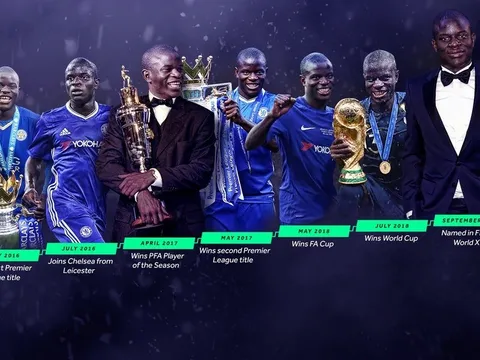 Hành trình 3 năm từ vô danh chạm đến đỉnh thế giới của Kante