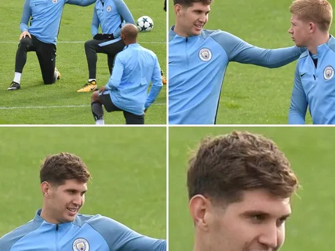 Trước giờ sinh tử, John Stones "thả thính" đồng đội trên sân tập