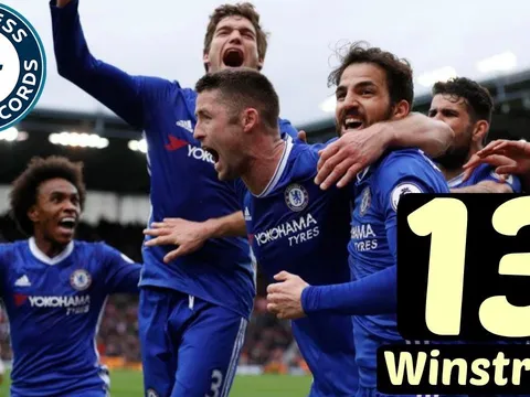 Kỷ lục 13 chiến thắng liên tiếp của Chelsea mùa trước