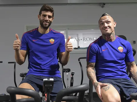 Radja Nainggolan 'nhí nhố' trong phòng tập thể lực