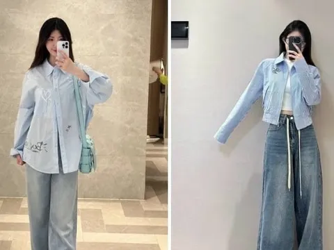 Sơ mi xanh dương và quần ống rộng: Công thức mặc đẹp tối giản nhưng vẫn toát lên khí chất thanh lịch