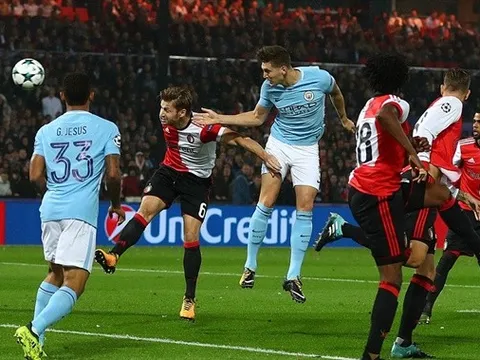 Stones hóa "tiền đạo", Man City nã vào lưới Feyenoord bốn bàn không gỡ