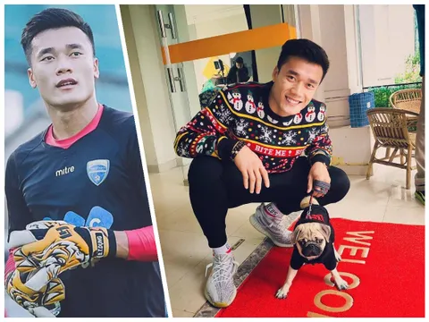 Thủ thành Bùi Tiến Dũng đốn tim fan bằng áo giáng sinh đáng yêu