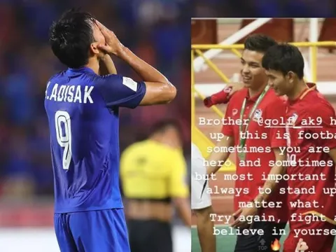 Ở nơi xa, 'Messi Thái' gửi lời vàng ngọc cho 'tội đồ' của Thái Lan