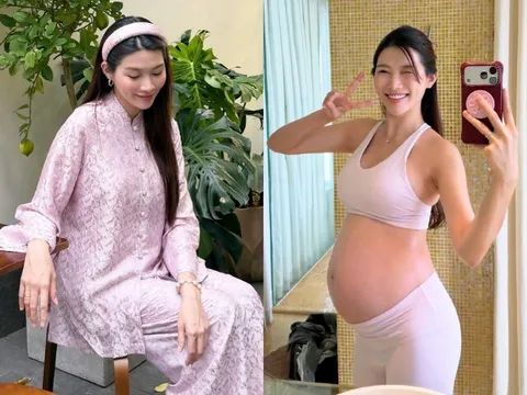 Nàng hậu Việt 1m75 lấy ông chủ khách sạn giàu đẹp có bằng thạc sĩ, bầu gần "vỡ chum" vẫn xinh rụng rời, ở cữ 5 sao