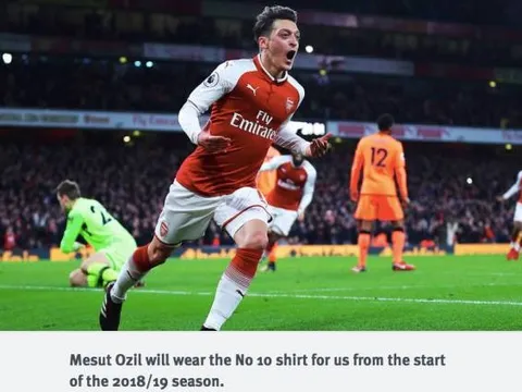 CHÍNH THỨC: Áo số 10 của Arsenal đã có chủ