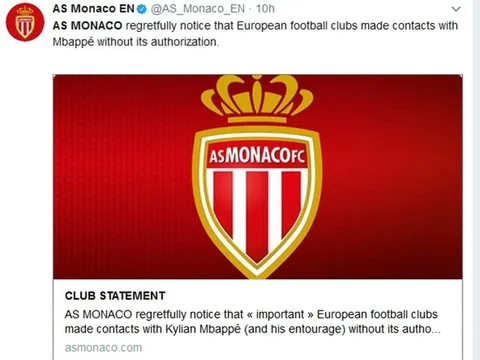 AS Monaco ra thông báo CHÍNH THỨC về Kylian Mbappe