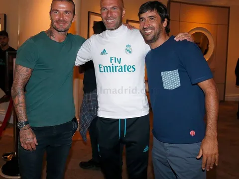 Beckham đến Mỹ thăm Real Madrid, tái ngộ huyền thoại Raul và Zidane