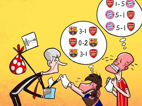 Biếm họa: Barca và Bayern thương nhớ Arsenal