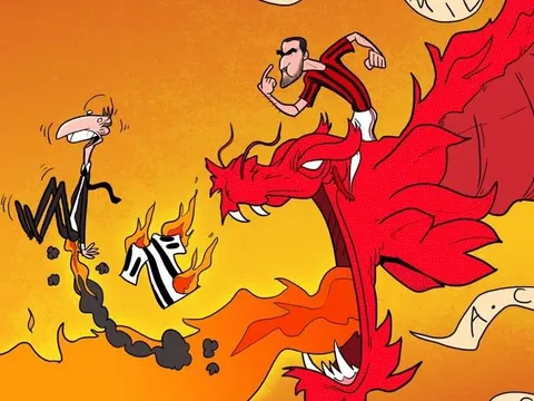 Biếm họa: Bonucci cưỡi rồng đốt mông Allegri
